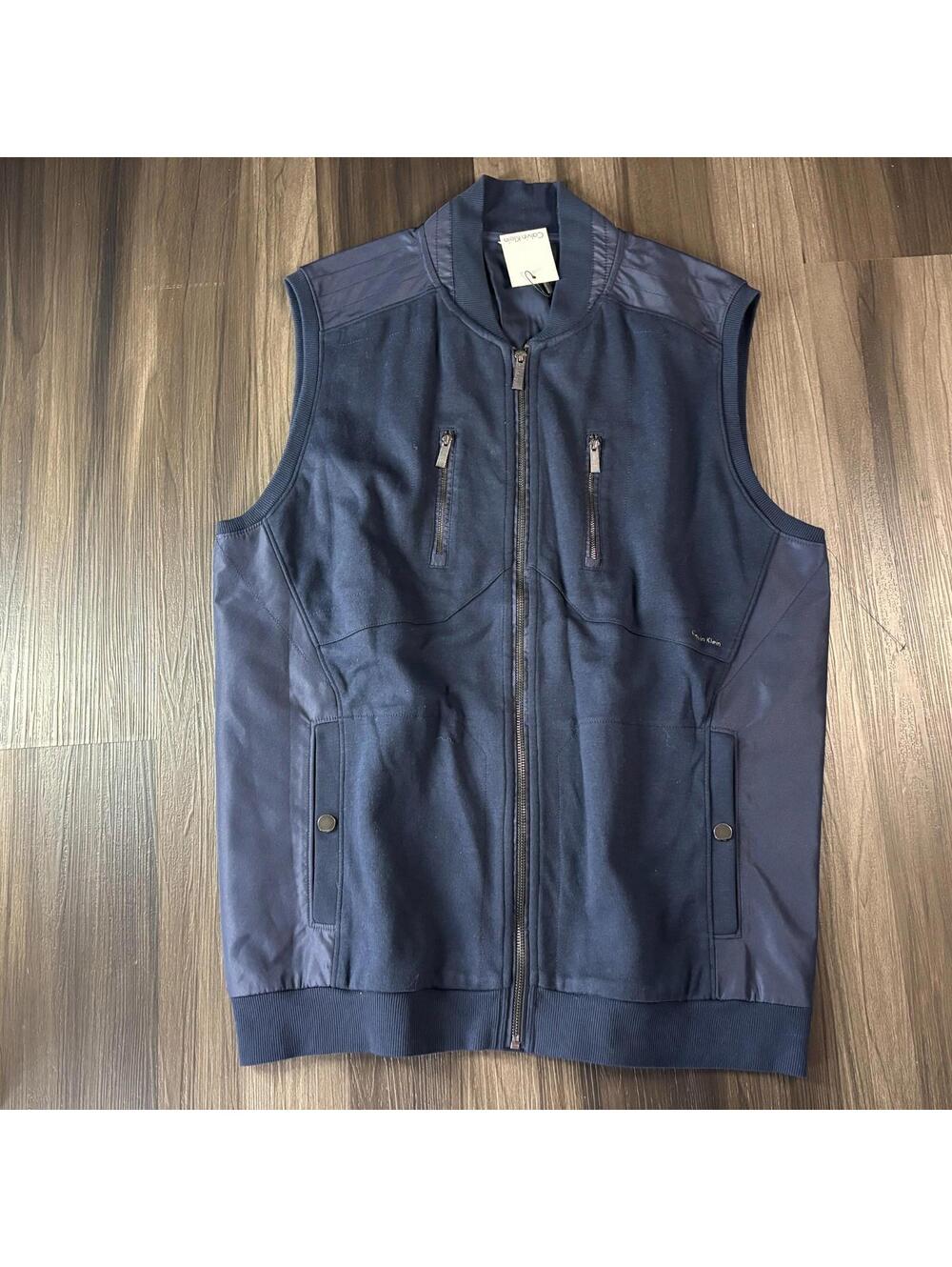 Calvin Klein Men's Vest Size Large Zip Up Navy Blue NEW